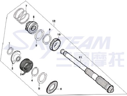 RÜCKHOHLER KICKSTARTERWELLE 125CC ABB. 12.8 