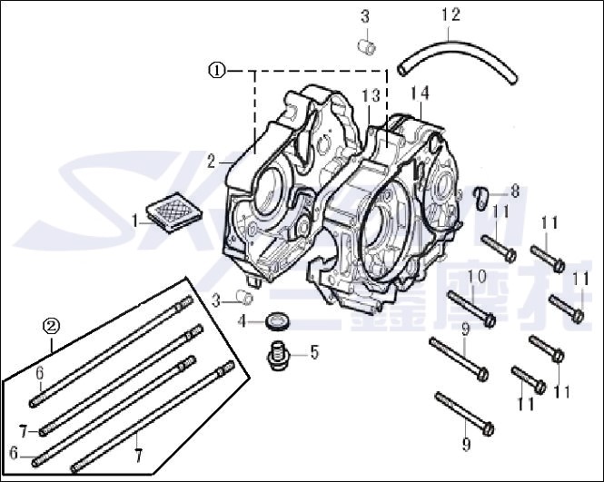 Gehäusehälfte 125cc Motor Links 