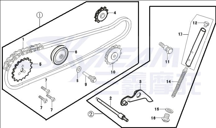 RITZEL AUF NOCKENWELLE STEUERKETTE 125CC ABB: 1.5 